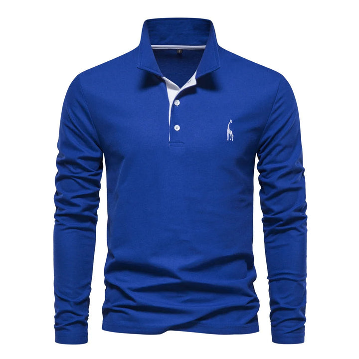 Adam | Men’s Long-Sleeve Knit Polo Top With Buttoned Front And Structured Collar