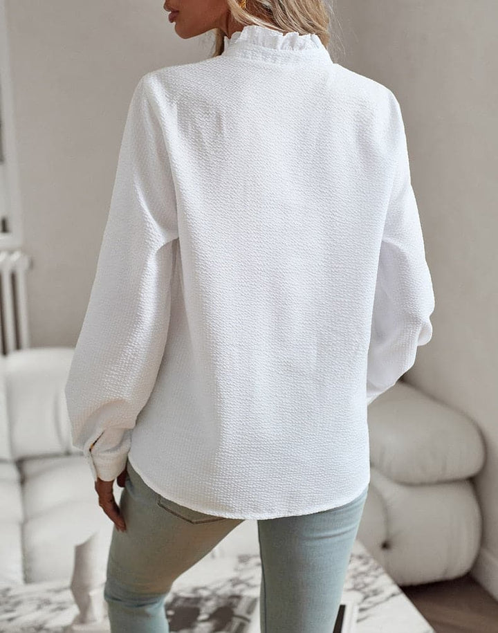 Sophie | Women’s Crinkle Texture Blouse with Ruffle Trim