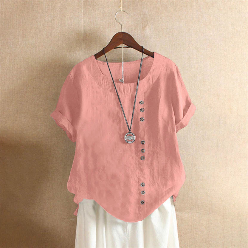 Julia | Women’s Short Sleeve Summer Blouse with Round Neck