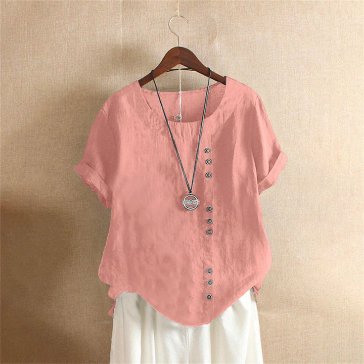 Julia | Women’s Short Sleeve Summer Blouse with Round Neck