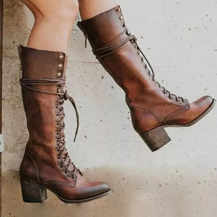 Sienna | Lace-Up Women’s Leather Knee Boots