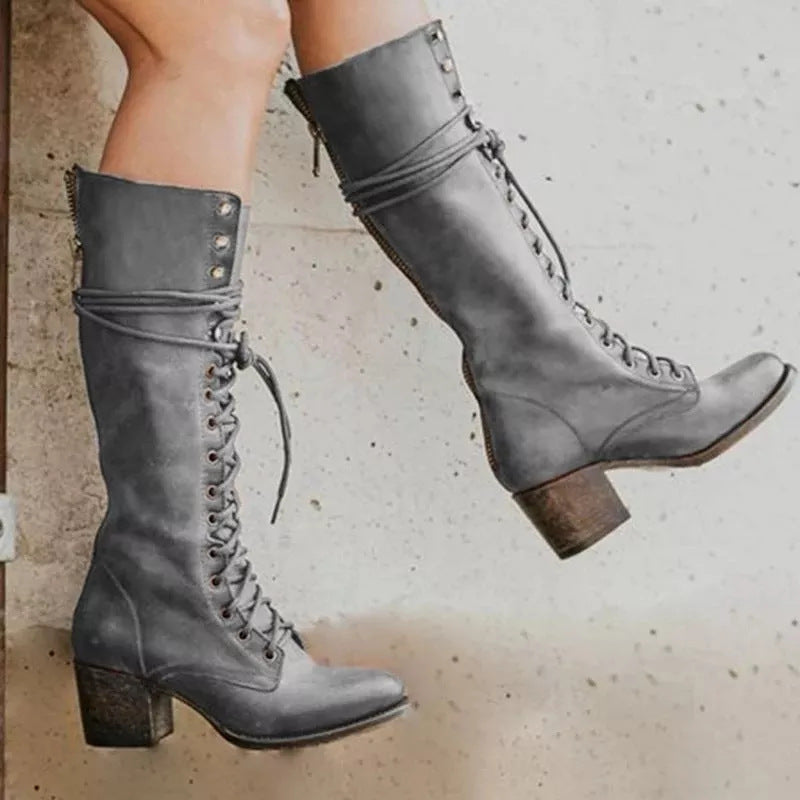 Sienna | Lace-Up Women’s Leather Knee Boots