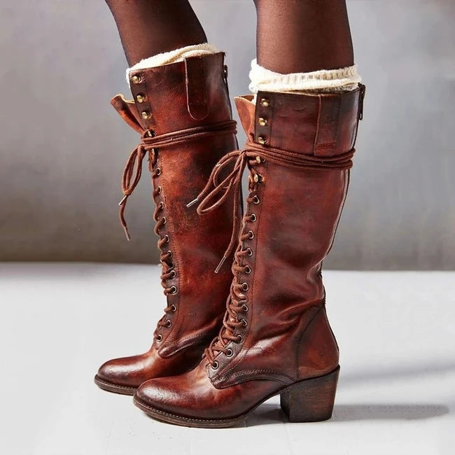 Sienna | Lace-Up Women’s Leather Knee Boots