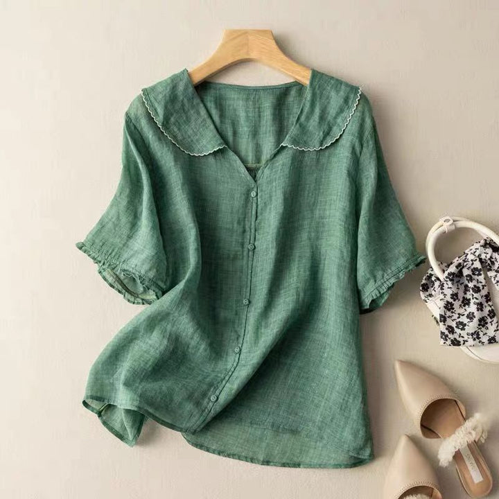 Eloise | Refined Scalloped-Collar Button Blouse For Women