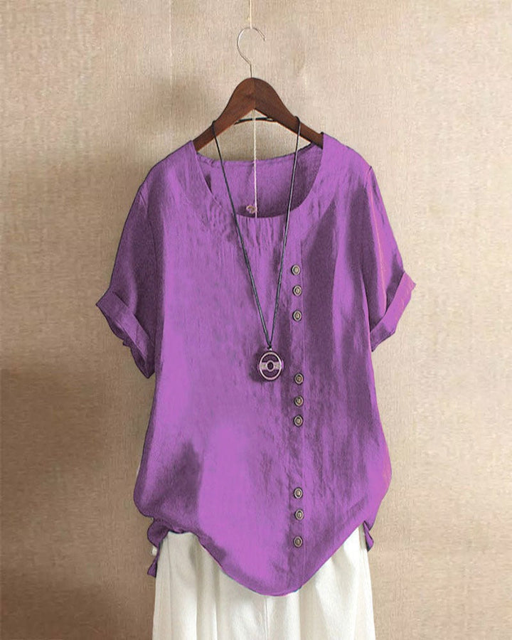 Julia | Women’s Short Sleeve Summer Blouse with Round Neck