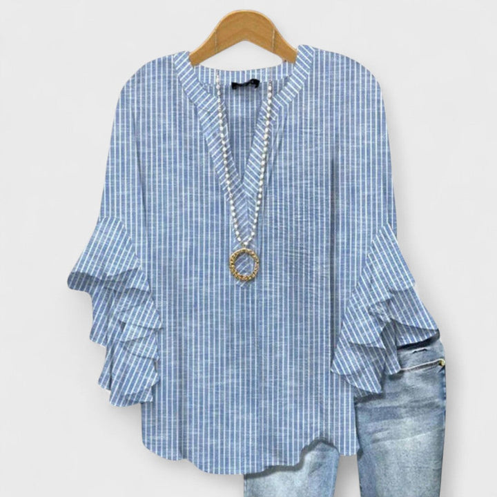 Aurelia | Refined V-Neck Ruffle-Sleeve Blouse For Women