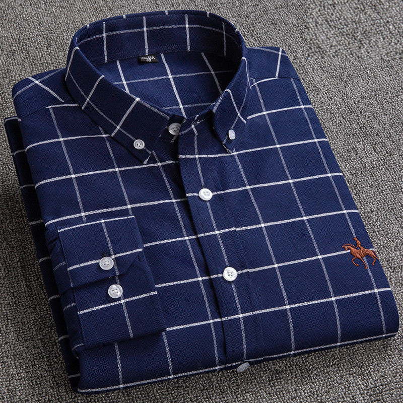 Leo | Men’s Refined Long-Sleeve Check Shirt With Buttoned Front
