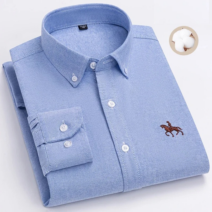 Leo | Men’s Refined Long-Sleeve Check Shirt With Buttoned Front