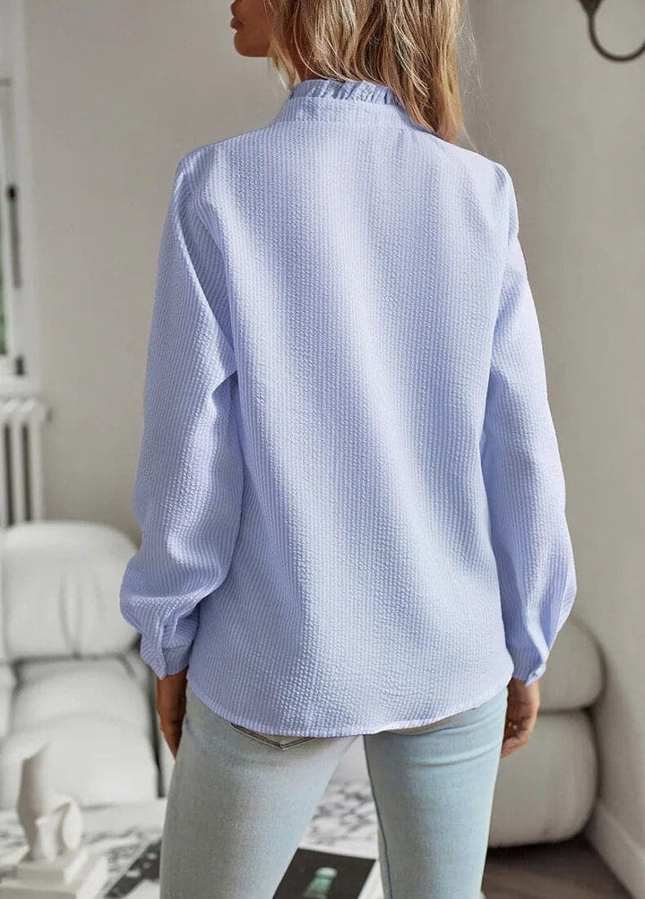 Sophie | Women’s Crinkle Texture Blouse with Ruffle Trim