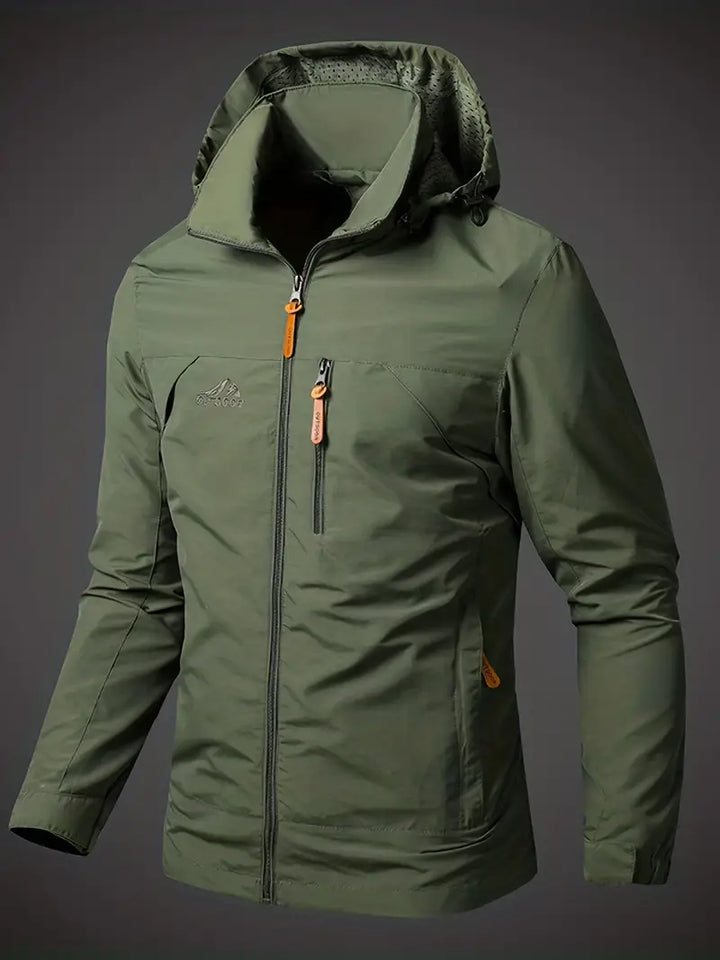 Liam | Waterproof Hooded Men’s Jacket With Full-Zip And Zippered Pockets