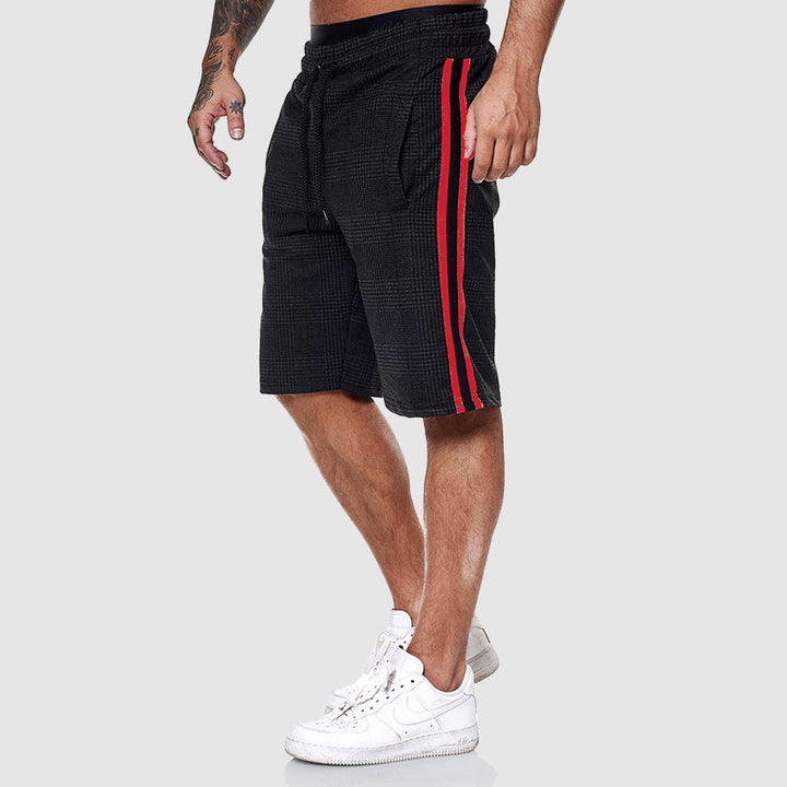 Axel | Men’s Plaid Drawstring Shorts with Side Stripe