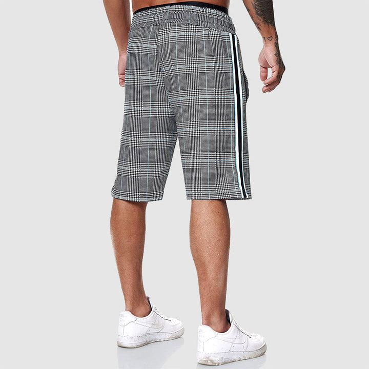 Axel | Men’s Plaid Drawstring Shorts with Side Stripe