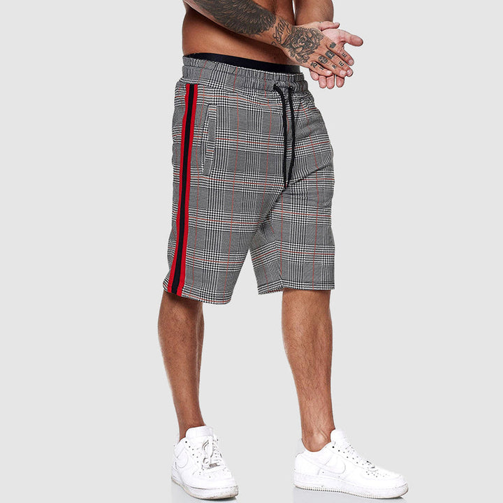 Axel | Men’s Plaid Drawstring Shorts with Side Stripe