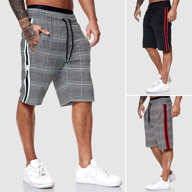 Axel | Men’s Plaid Drawstring Shorts with Side Stripe