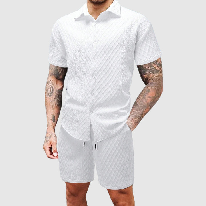 Orion | Men’s Textured Summer Shirt & Shorts Set