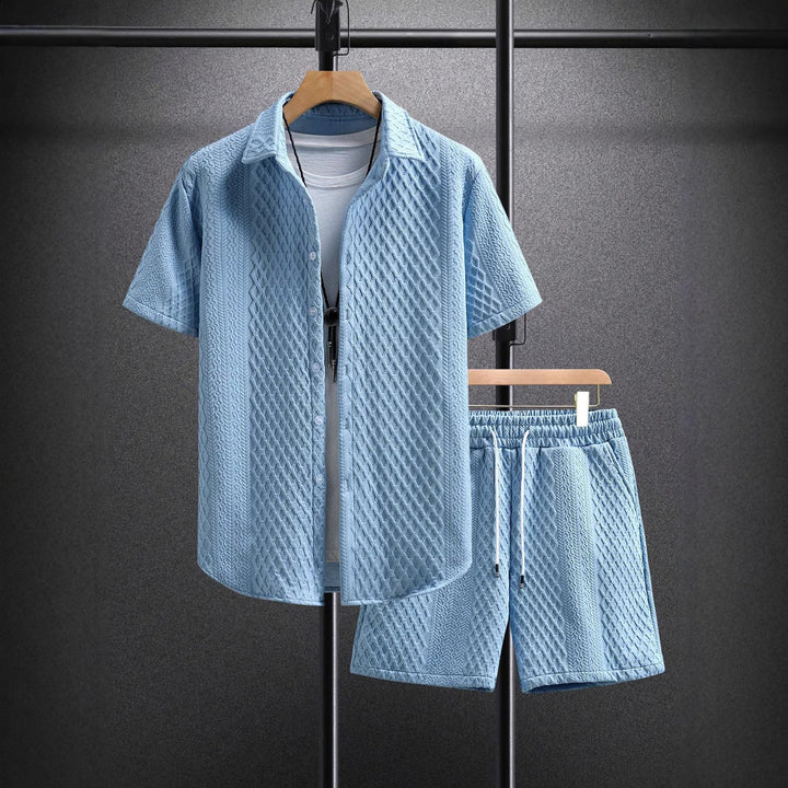 Orion | Men’s Textured Summer Shirt & Shorts Set
