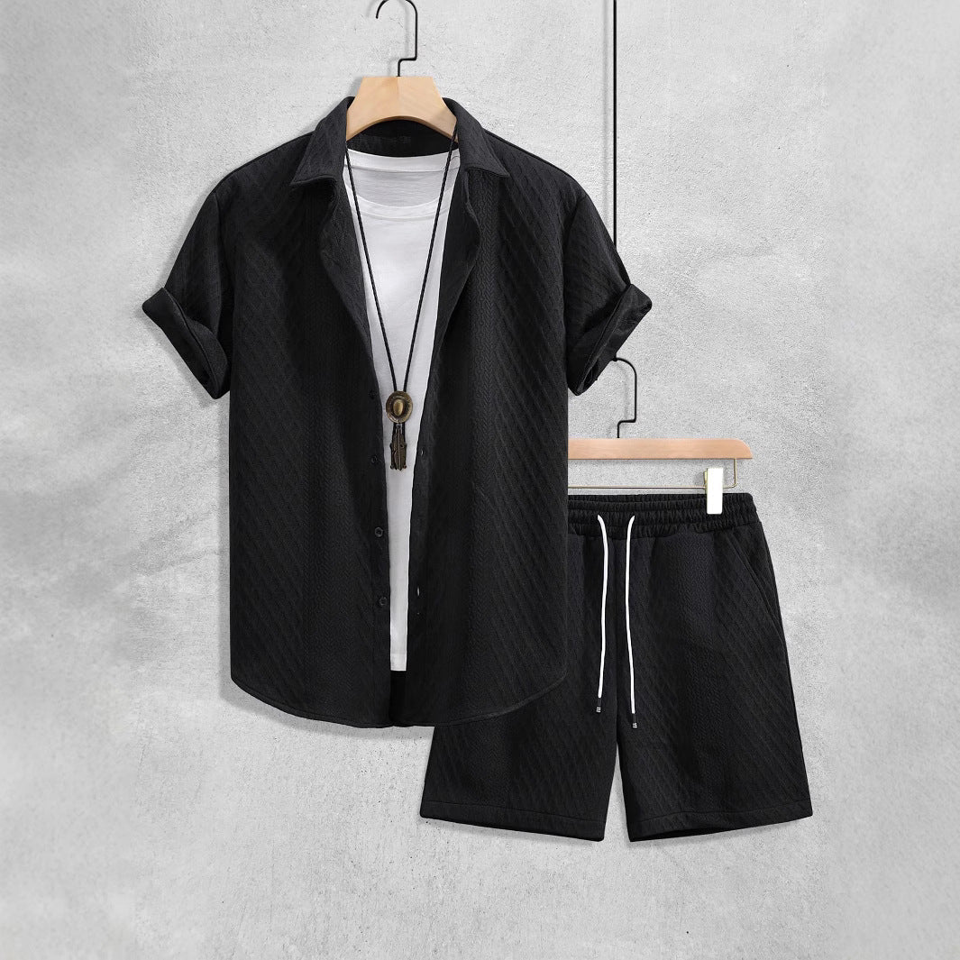 Orion | Men’s Textured Summer Shirt & Shorts Set