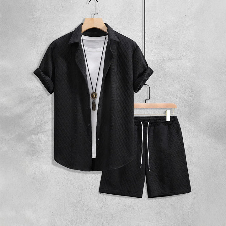 Orion | Men’s Textured Summer Shirt & Shorts Set