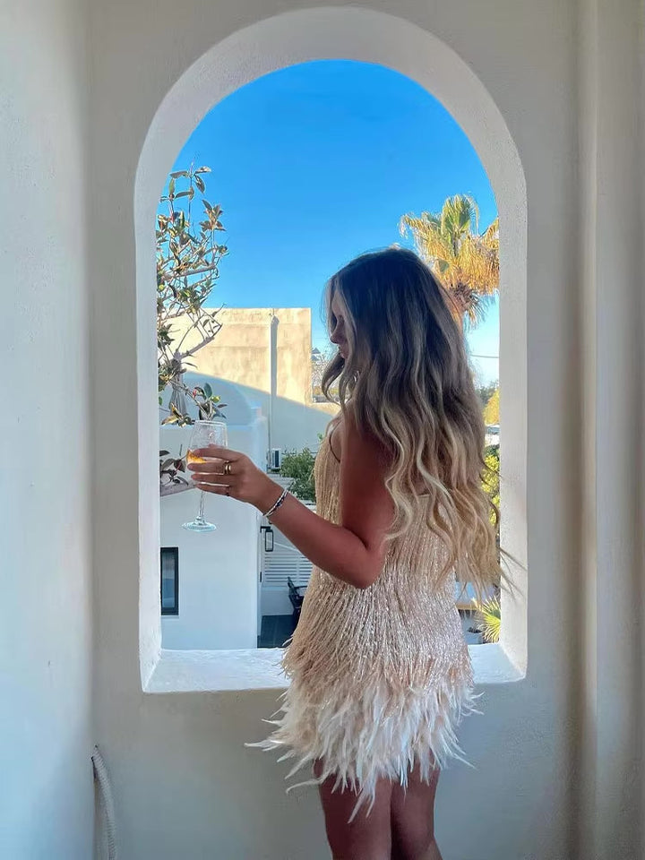 Isadora | Women’s Luxurious Feather Mini Dress