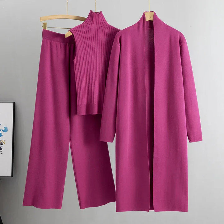 Sophia | Three-Piece Women’s Set With Longline Cardigan And Trousers