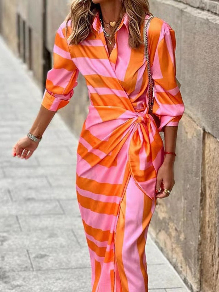 Elena | Women’s Wrap Midi Dress with 3/4 Sleeves