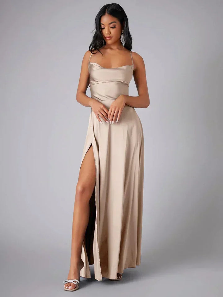 Nina | Women’s Elegant Strappy Maxi Dress With Flowing Silhouette And Side Slit