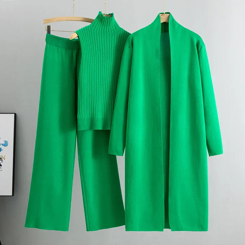 Sophia | Three-Piece Women’s Set With Longline Cardigan And Trousers