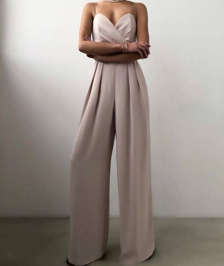 Maya | Women’s Spaghetti Strap Wide-Leg Jumpsuit With Wrapped Bodice Design