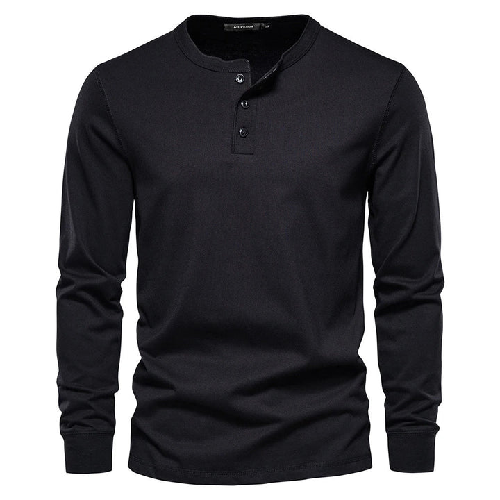 BENJAMIN | Men’s Timeless Long Sleeve Henley Shirt With Three-Button Front
