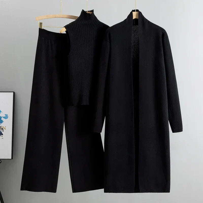 Sophia | Three-Piece Women’s Set With Longline Cardigan And Trousers