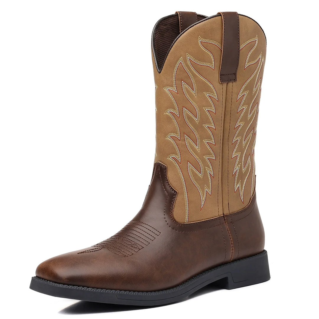 JACKSON | Men’s Classic Western Mid-Calf Boots With Embroidered Detail And Square Toe