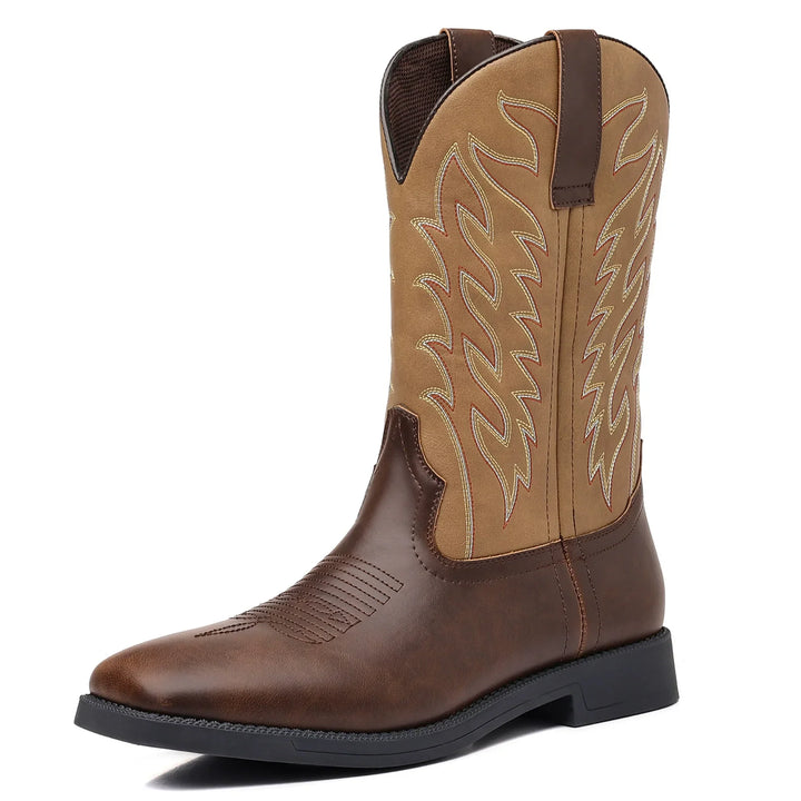 JACKSON | Men’s Classic Western Mid-Calf Boots With Embroidered Detail And Square Toe
