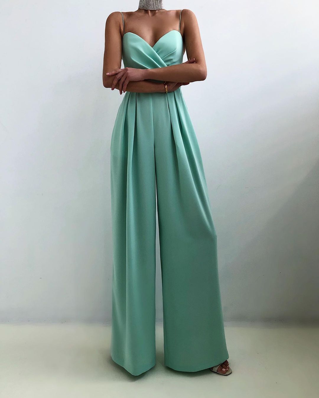 Maya | Women’s Spaghetti Strap Wide-Leg Jumpsuit With Wrapped Bodice Design