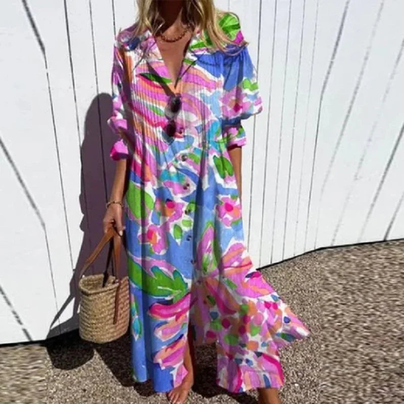 Aurora | Women’s Boho Maxi Dress with V-Neck
