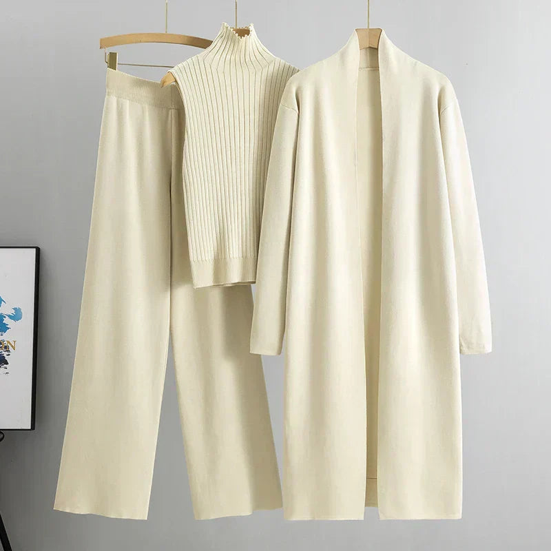 Sophia | Three-Piece Women’s Set With Longline Cardigan And Trousers