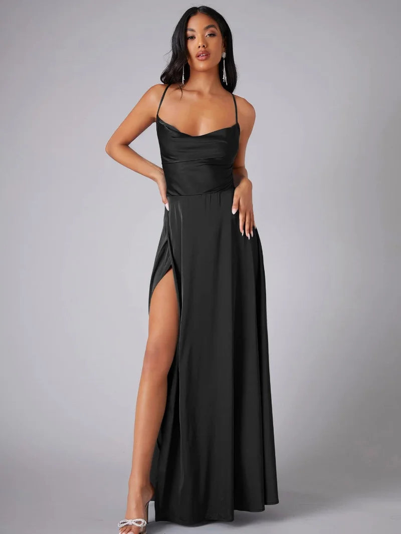 Nina | Women’s Elegant Strappy Maxi Dress With Flowing Silhouette And Side Slit