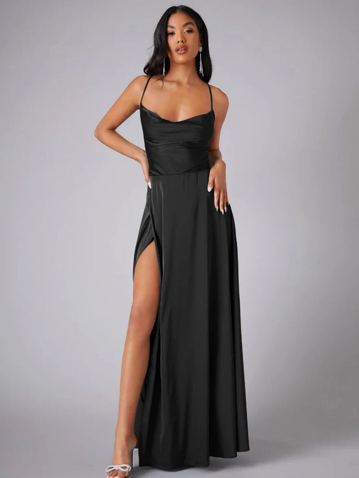 Nina | Women’s Elegant Strappy Maxi Dress With Flowing Silhouette And Side Slit