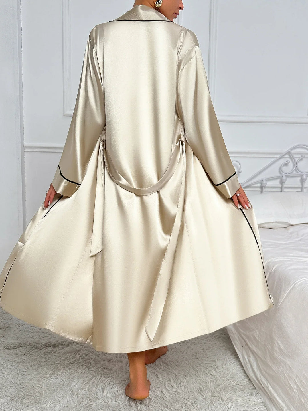 Elena | Women’s Two-Piece Sleepwear Set With Long Sleeve Robe And Matching Slip Dress