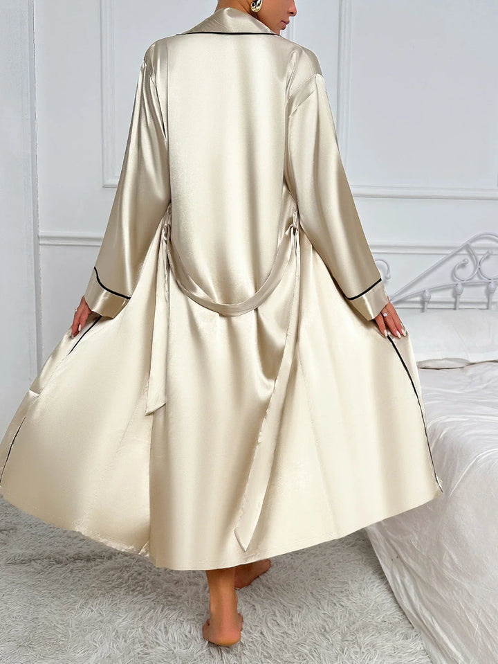 Elena | Women’s Two-Piece Sleepwear Set With Long Sleeve Robe And Matching Slip Dress
