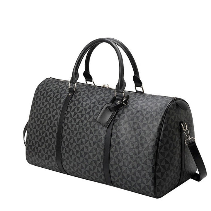 Ryan | Geometric Print Leather Travel Duffle Bag For Men