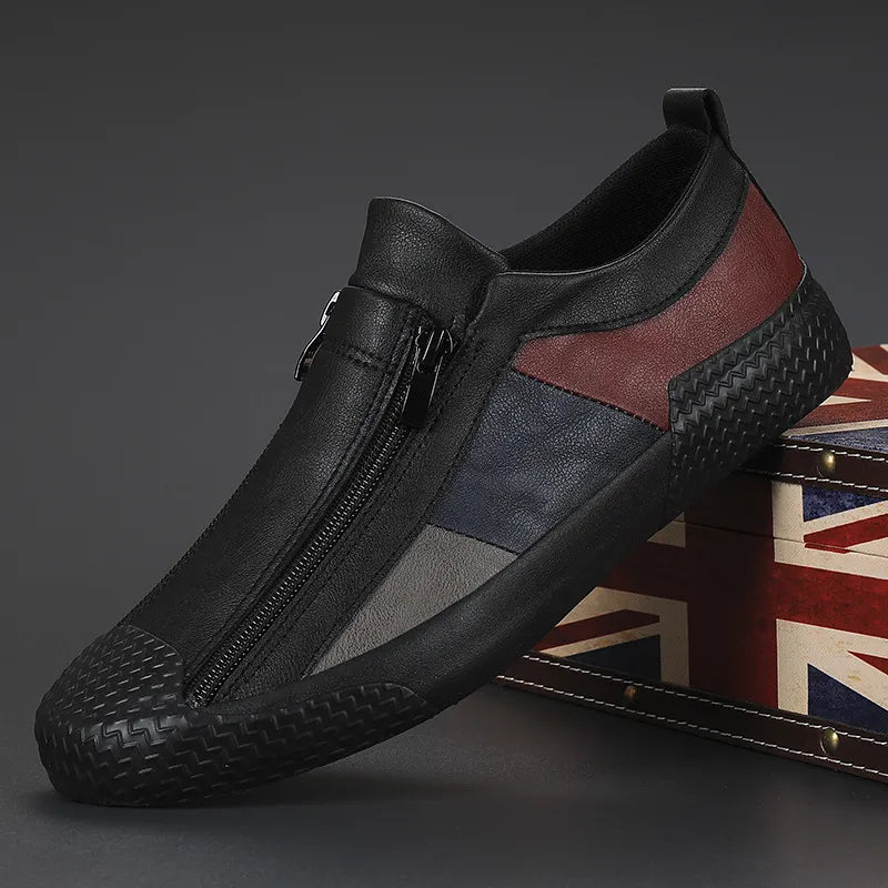 LOGAN | Men’s Casual Slip-On Sneakers With Side Zip And Panelled Design