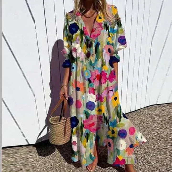 Aurora | Women’s Boho Maxi Dress with V-Neck
