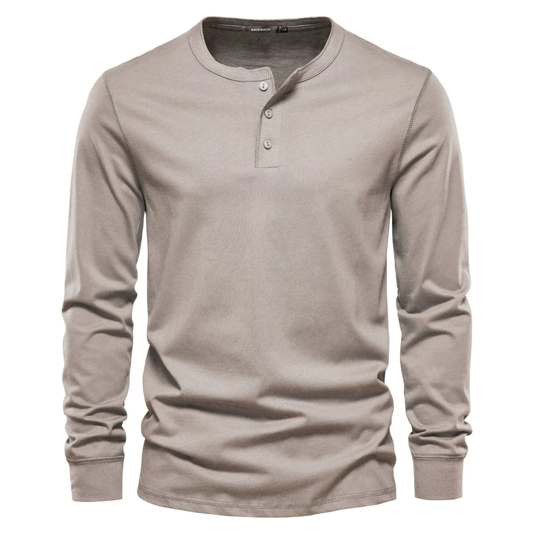 BENJAMIN | Men’s Timeless Long Sleeve Henley Shirt With Three-Button Front