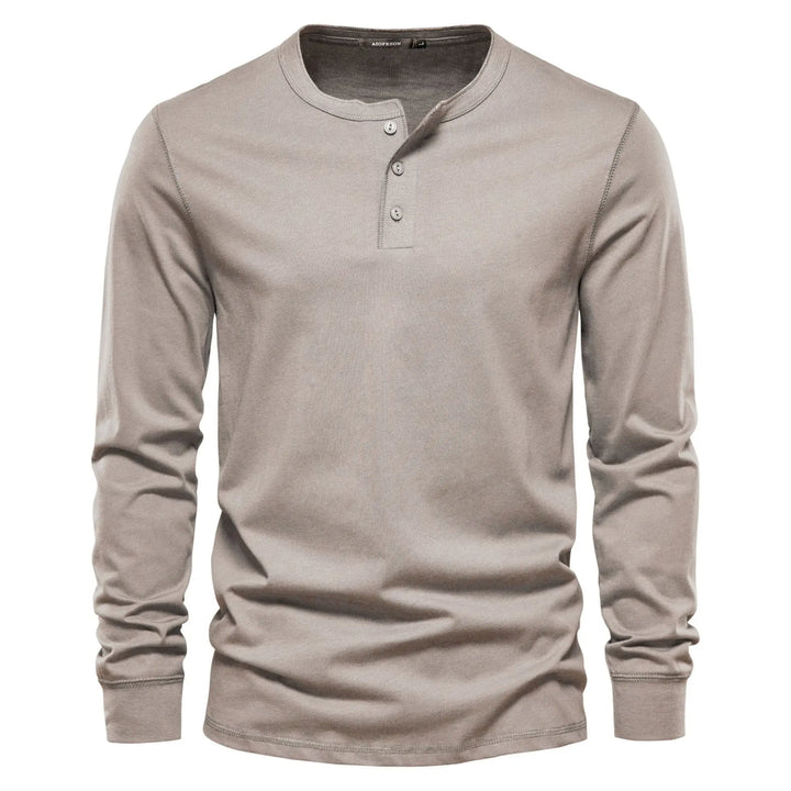 BENJAMIN | Men’s Timeless Long Sleeve Henley Shirt With Three-Button Front