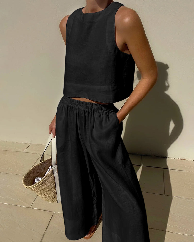 Sienna | Women’s Relaxed Fit Top and Wide-Leg Trousers Set