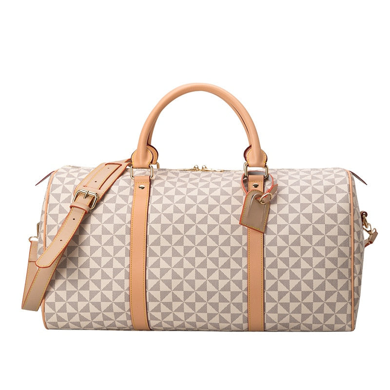 Ryan | Geometric Print Leather Travel Duffle Bag For Men