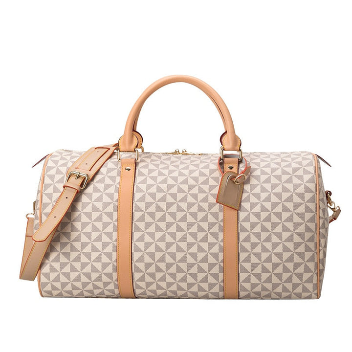 Ryan | Geometric Print Leather Travel Duffle Bag For Men