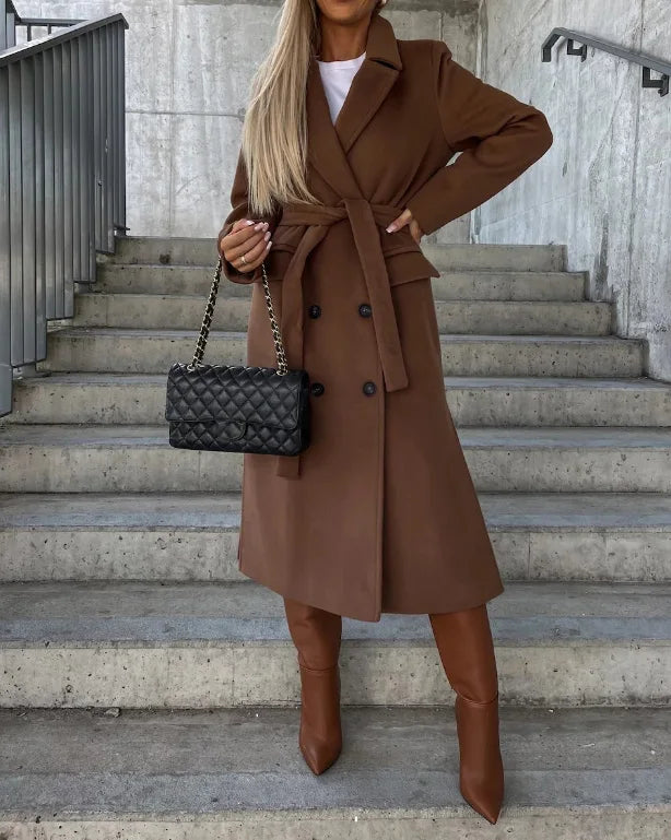 ELEANOR | Women’s Classic Belted Winter Coat With Double-Button Front