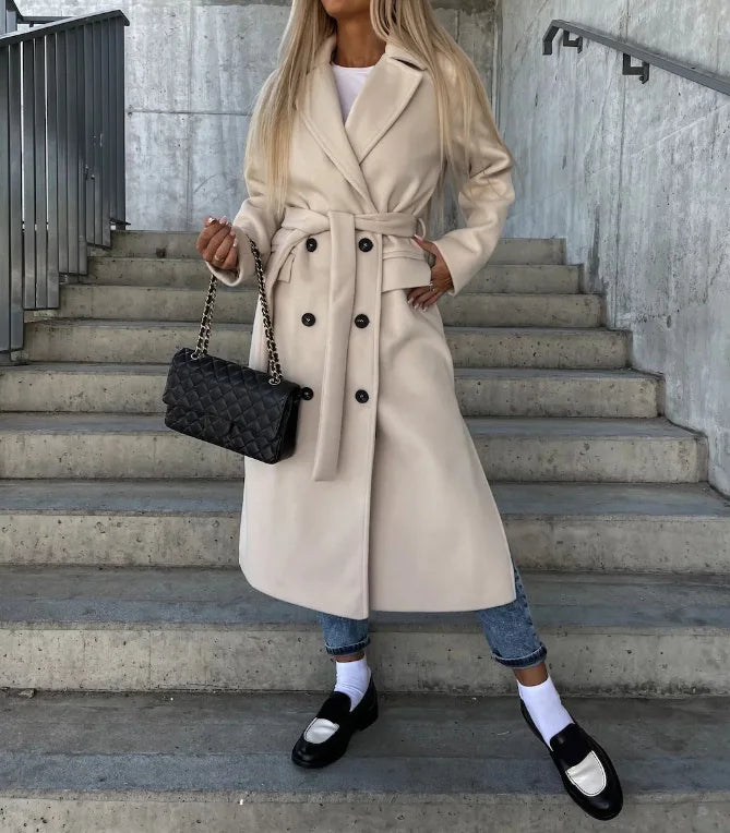 ELEANOR | Women’s Classic Belted Winter Coat With Double-Button Front