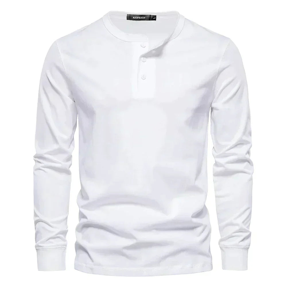 BENJAMIN | Men’s Timeless Long Sleeve Henley Shirt With Three-Button Front